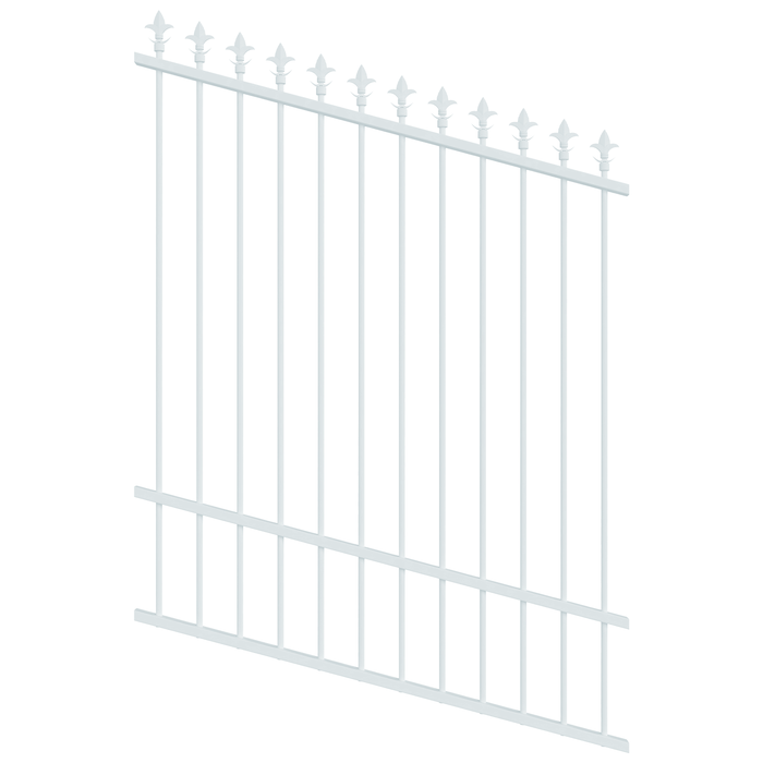 ProtectorAl 0350-1200W x 1500H Pearl White Spear Top Pool Fence Panel Raked Up to 15º