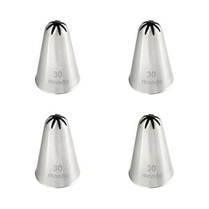 4PK Mondo Stainless Steel #30 Closed Star Piping Tip - Silver