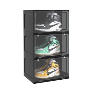SOGA 3 Tier Black Shoe Box
