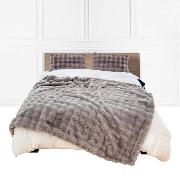 SOGA Grey Fur Fuzzy Throw Blanket 200x230cm