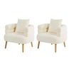 Oikiture 2x Armchair Tub Chair Single Accent Armchairs Sofa Lounge Couch White