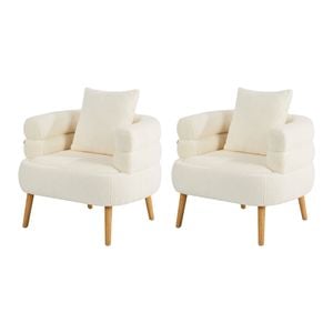 Oikiture 2x Armchair Tub Chair Single Accent Armchairs Sofa Lounge Couch White