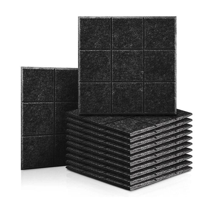 iDEER LIFE Acoustic Foam 12Pcs Sound Absorbing Panels Wall Tiles (Large Square Shape - Black)