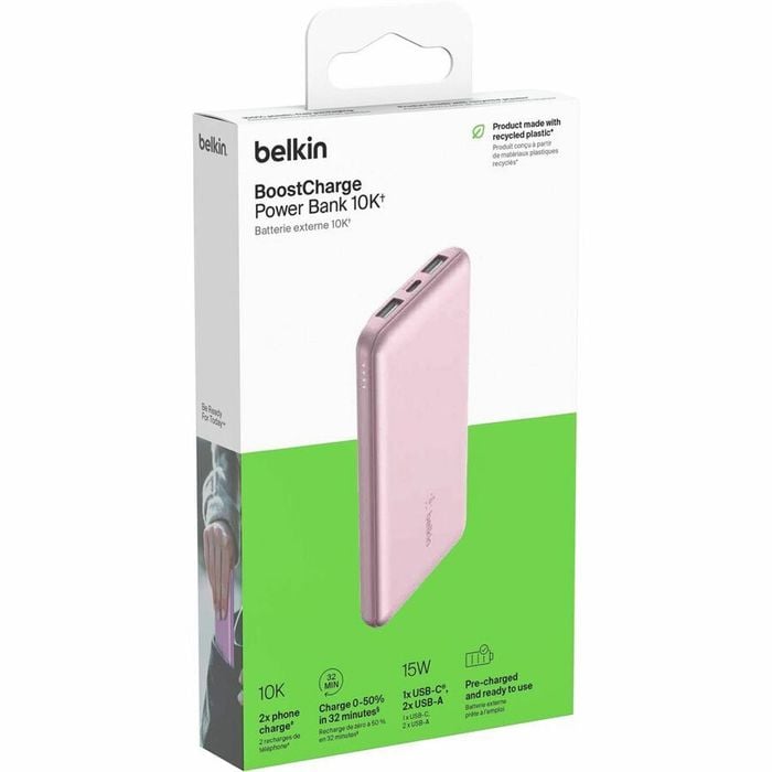 Belkin Boostup Charge 10k 3 Port Power Bank With Cable - Pink - Bunnings  Australia
