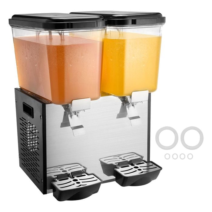 VEVOR Commercial Beverage Dispenser Black 18L x 2 Tanks Cold Juice Ice Drink