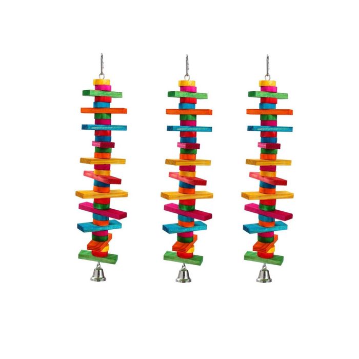 YES4PETS 3 X Wood Spiral Chew Toy Birds Parrot Parakeet Cockatiel Budgie