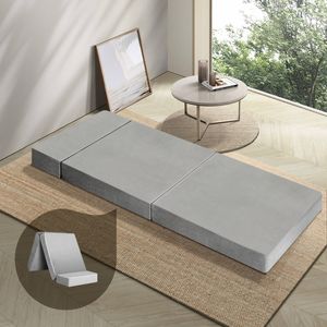 Bedra Foldable Foam Mattress Single Folding Sofa Bed Light Grey