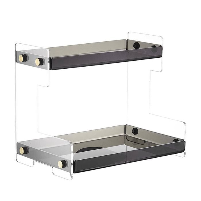 Catzon 2-Tier Countertop Organizer Shelf Acrylic for Bathroom Kitchen-Grey