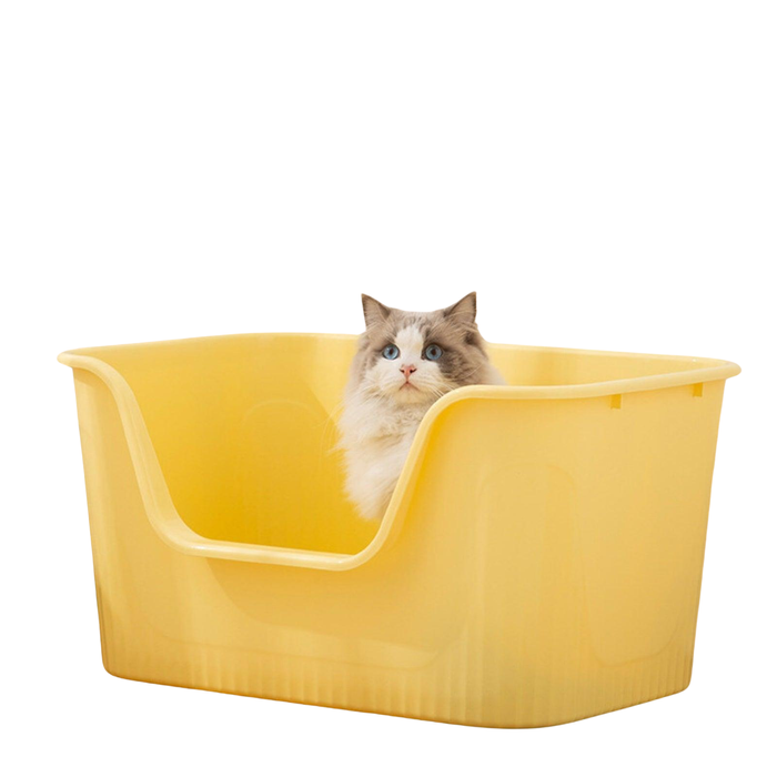 Extra-Large Open Splash-Proof Cat Litter Box-Yellow-561*363*333mm(L*W*H)