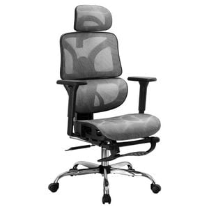 Homfurn Ergonomic Office Chair Footrest Grey Comfortable Adjustable Supportive Home Use