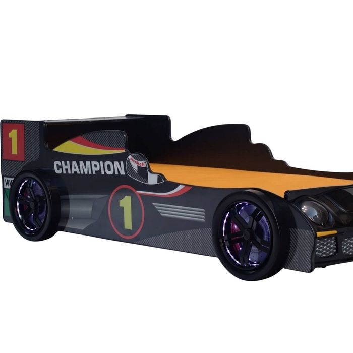 Racing Car Bed Frame with LED Lights Black - Single