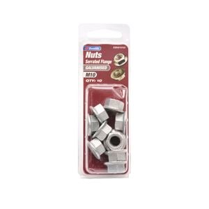 Zenith Serated Flange Nut M10 Galv 10pk