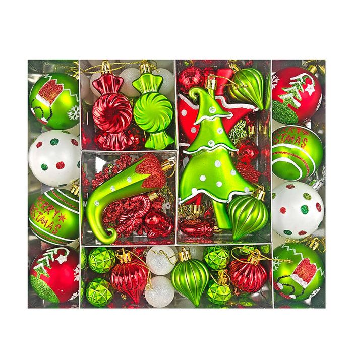 Catzon 82 Pcs Christmas Ball Ornaments with Xmas Tree Snowflakes for Home Decor