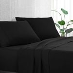 Luxton Pure Soft Plain Color 1000TC Bed Sheet Set (Black, Single)