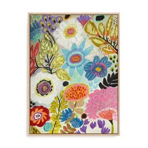 Artey | Secret Garden Floral I - Framed Canvas - Natural Frame - 120 x 160cm
