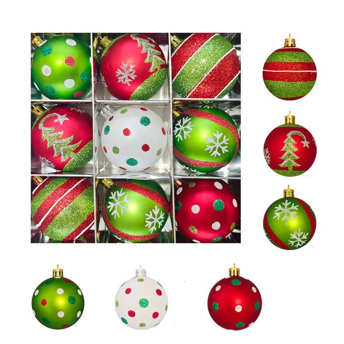 Catzon 9 Pcs Christmas Balls 6CM Shatterproof Ornaments for Home Party Holiday-Set 4