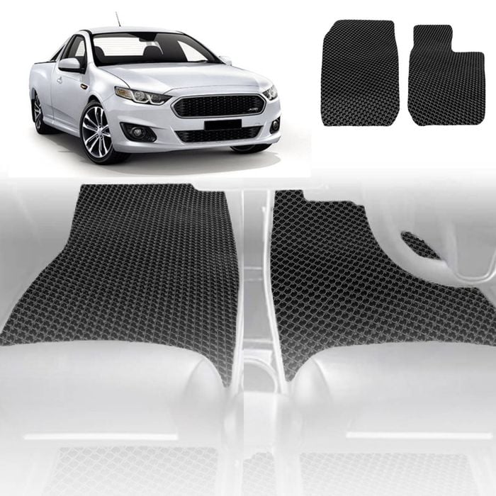 6D Diamond Car Floor Mats for Ford Falcon Ute 2008-2016-Front Set-Black-Outback GT