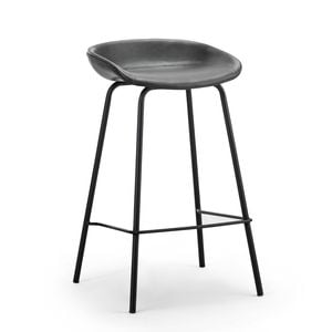 Brandon Set of 2 Vintage Charcoal Barstools in Vegan Leather
