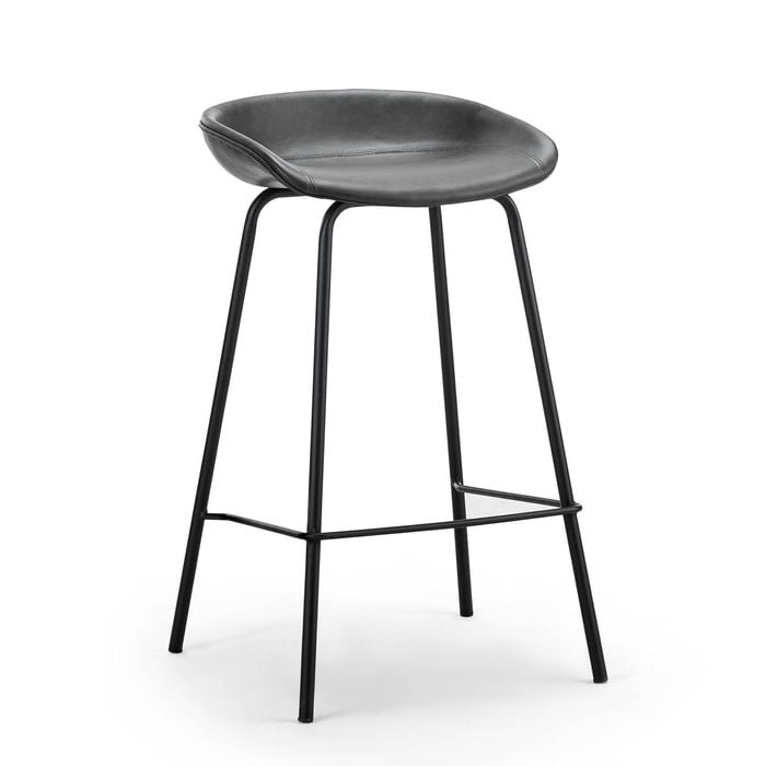 Brandon Set of 2 Vintage Charcoal Barstools in Vegan Leather