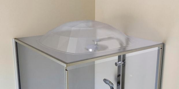 Enclosed shower screen cubicle with stainless steel shower mixer