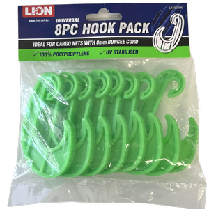 Lion 8mm Universal Cargo Net Bungee Cord Hook - 8 Pack