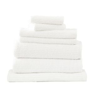 7pc Renee Taylor Towel Set Cobblestone 650 Gsm Cotton Ribbed White