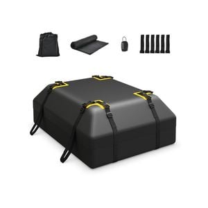 Costway 425l Car Roof Bag Waterproof Rooftop Cargo Carrier W/non-slip Mat Storage Bag Coded Lock
