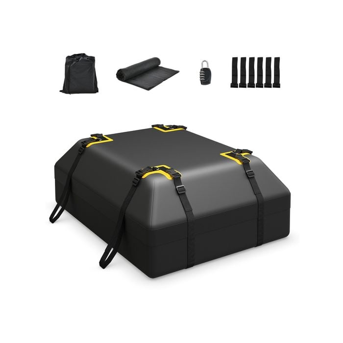 Costway 425L Car Roof Bag Waterproof Rooftop Cargo Carrier w/Non-slip Mat Storage Bag Coded Lock