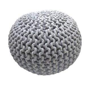 Braided Ottoman Pouffe - Braided Ottoman Light Grey