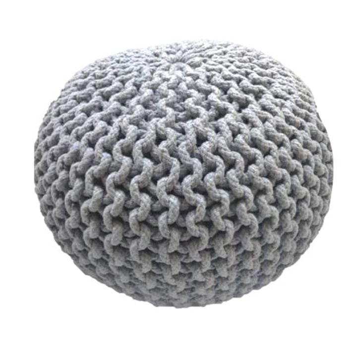 Braided Ottoman Pouffe - Braided Ottoman Light Grey