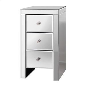 ALFORDSON Mirrored Bedside Table Silver