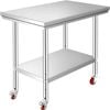 Vevor 76x60x85cm Work Table Stainless Steel with casters Heavy Duty