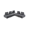 Foret 5pc Armless Seat Modular Extension Ottoman Couch Velvet Sofa Dark Grey