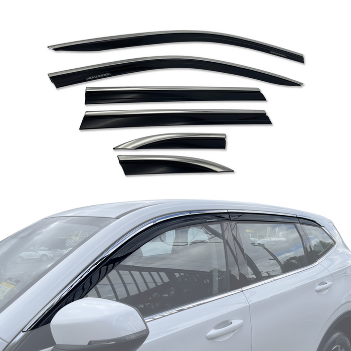 AUSGO Stainless Trim Weather Shields for Haval H6 B01 Series 2021-Onwards Weathershields Window Visors Wind Deflectors