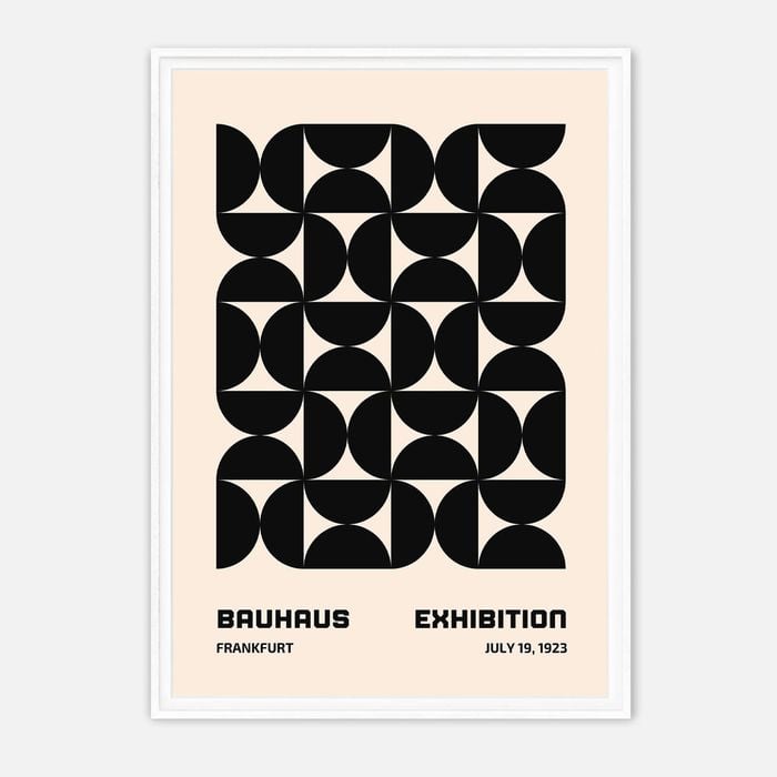 Galrie Bauhaus 1923 Exhibition Poster -Stunning Geometric Abstract Art Modern Print Decor, White Frame, 70 x 100cm (28 x 40inch)