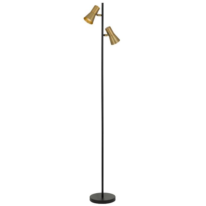Telbix Verik Modern Standing Floor Lamp Light Foot Switch Metal Brass Black Satin