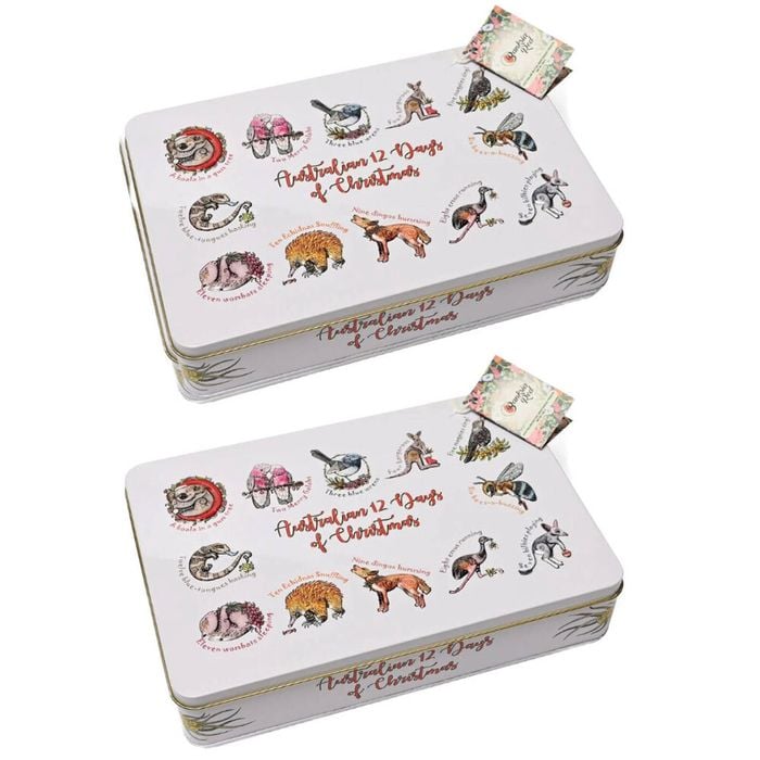 Banksia Red Australian 12 Days Of Christmas Tin Butter Shortbread 300g - 2 Pack