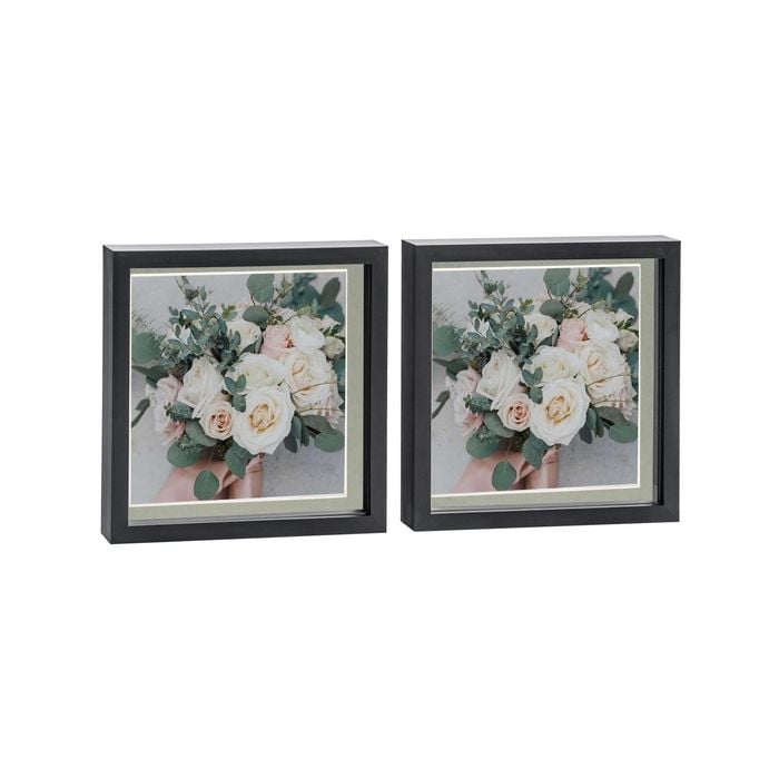 Nicola Spring 10" x 10" Black 3D Box Photo Frames - 8" x 8" Mount - Pack of 2