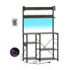 Costway Kitchen Bakers Rack Lighted Storage Cabinet Dining Sideboard