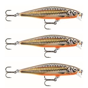 3x Rapala 8cm Flat Rap Floating Shallow Diving Fishing Lures - Seluang