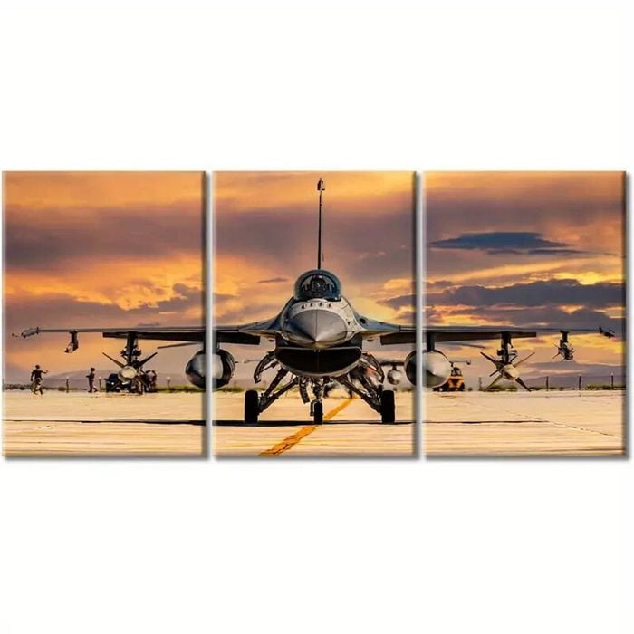 3pcs Fighter Jet Military Aircraft Print 100% Australian Made 3 x 40x60cm (Metal Print)