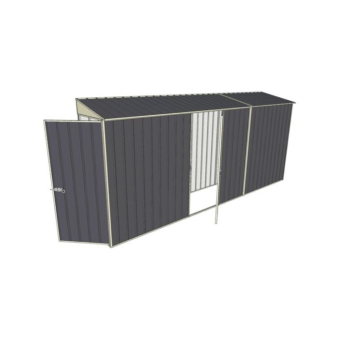 Build-a-Shed 0.8 x 4.5 x 2m Hinged Door Tunnel Shed with Single Hinged Side Door - Grey