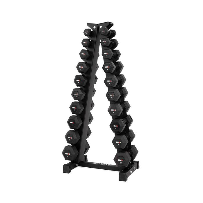 Smai Apex Rubber Hex Dumbbell Set 1-10kg (pair) With Storage Rack - Apex Rubber Hex Dumbbells