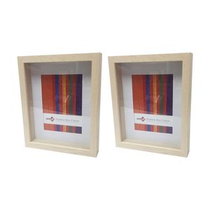 2x Unigift Shadow Box Photo and Artwork Wooden Frame 5x7"/13x18cm - Natural