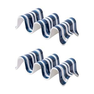 2PK Prepara Taco Holder Multiple Coastal Stripe Kitchenware Melamine White/Blue
