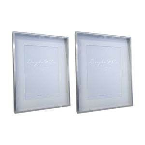 2PK SS Collective Silver Chrome Stately Shadow Box Rectangle Photo Frame 5x7