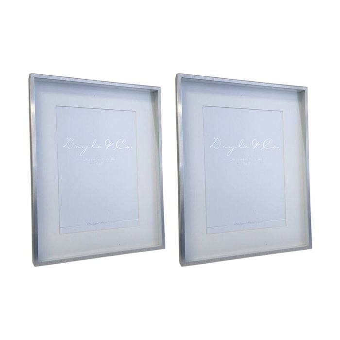 2PK SS Collective Silver Chrome Stately Shadow Box Rectangle Photo Frame 5x7