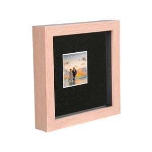 Nicola Spring 6" x 6" Light Wood 3D Box Photo Frame - 2" x 2" Mount