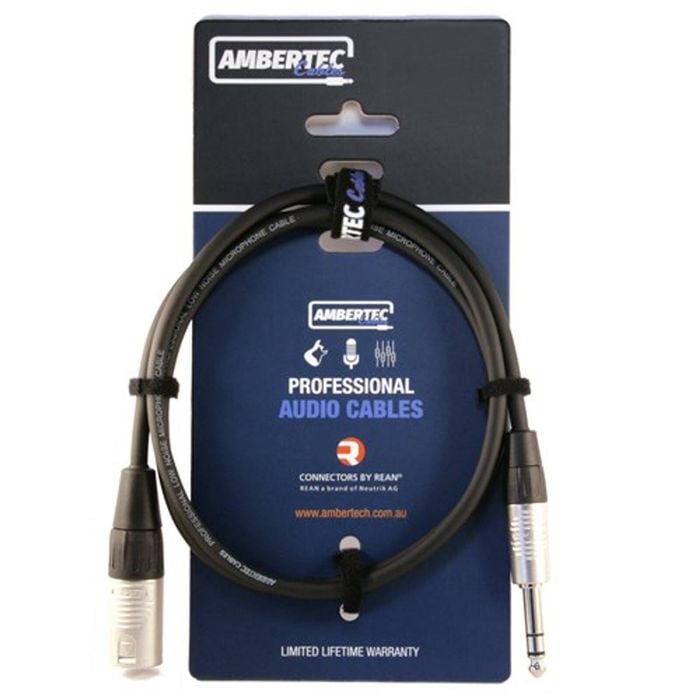 Microphone Cable, 1m, Rean Xlrm To 6.35mm Trs
