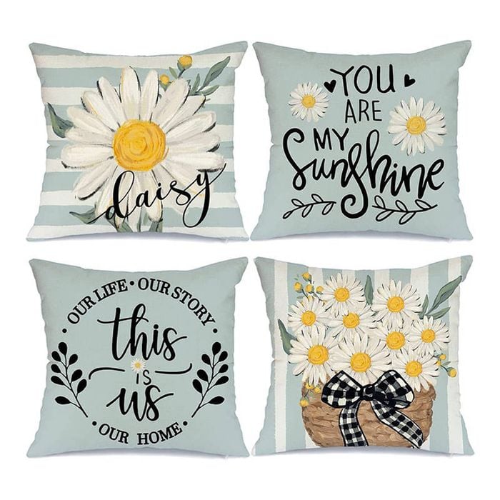 Catzon 4 Pcs Sunflower Throw Pillow Covers Summer Porch Home Decor 40X40cm-Set 1